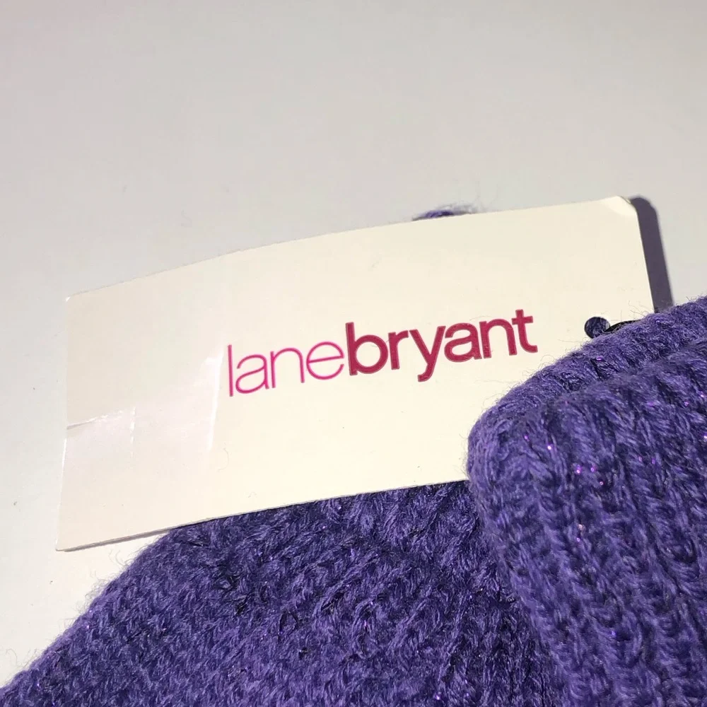 Lane Bryant Gloves Mittens Convertible Fingerless Purple Metallica New
